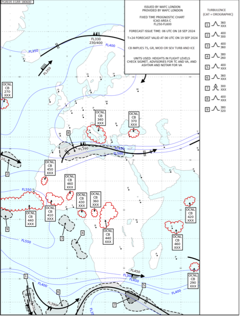 Example high level SIGWX chart for area A, Europe and Africa